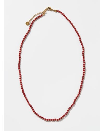 Le 31 Red And Gold Bead Necklace - White
