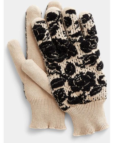 Ernest W. Baker Rose Jacquard Knit Gloves - Black