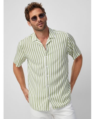 Only & Sons Seaside Stripe Camp Shirt Comfort Fit - Green
