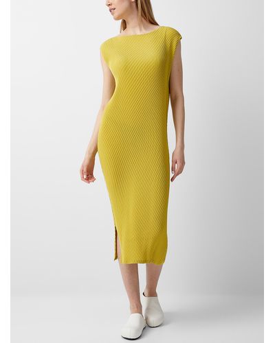 Issey Miyake Rhombus Pleats Dress - Yellow