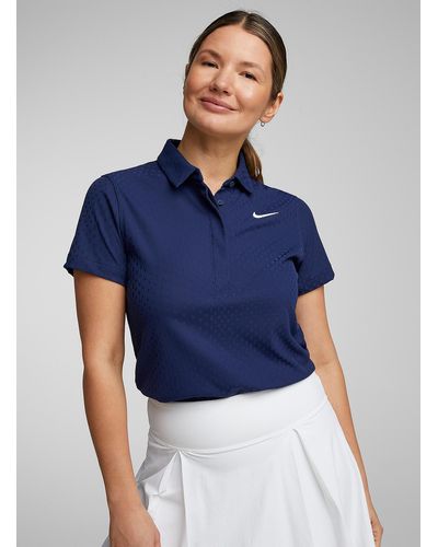 Nike Breathable Knit Fitted Golf Polo - Blue