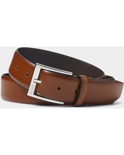 BOSS Smooth Italian Leather Belt - Brown
