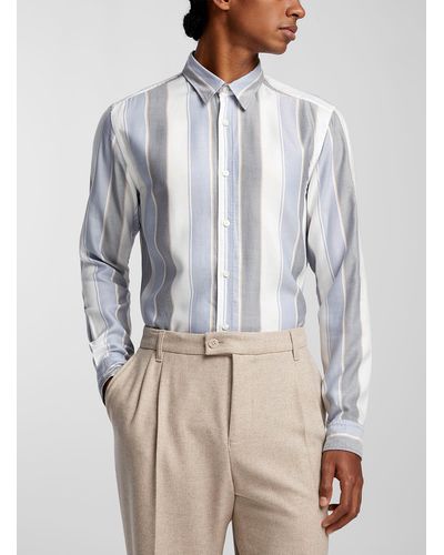 BOSS Vertical Stripes Flowy Shirt - Gray