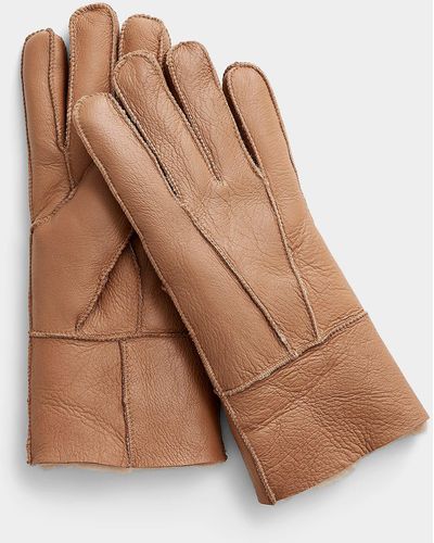 Le 31 Beige Shearling Gloves - Brown