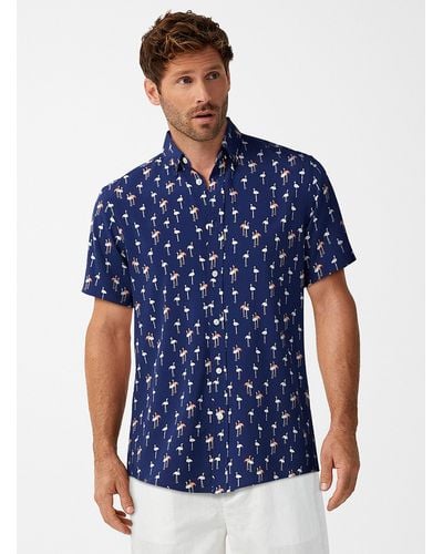 Report Collection Soft Exotic Flamingo Shirt - Blue