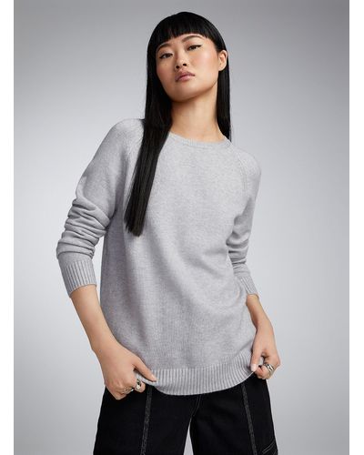 ONLY Fine Knit Raglan Sweater - Gray