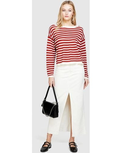 Sisley Jumper With Two-tone Stripes - Red
