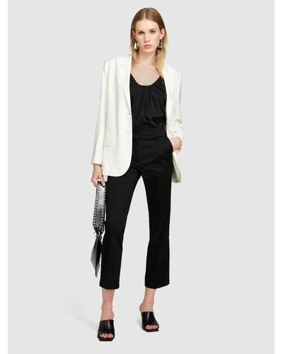 Sisley Cropped Flared Trousers - White