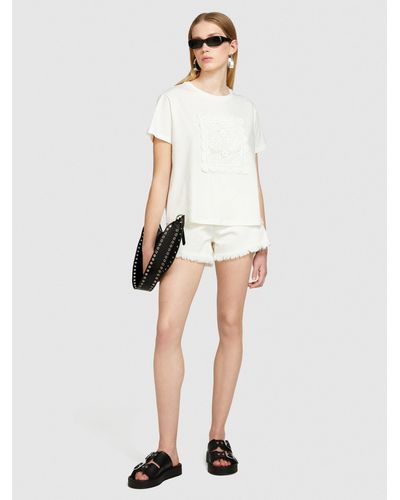 Sisley T-shirt With Macramé Embroidery - White