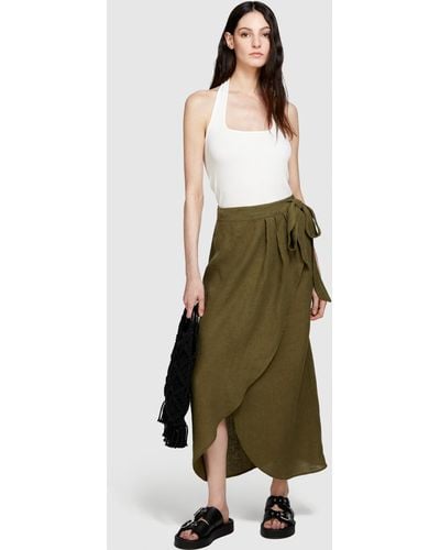 Sisley Pareo Skirt In 100% Linen - White