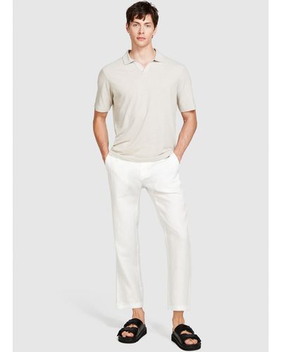 Sisley Regular Fit Trousers In 100% Linen - White