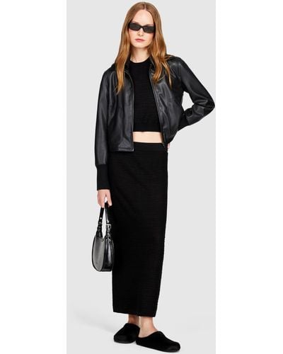 Sisley Knit Midi Skirt With Lurex - Black