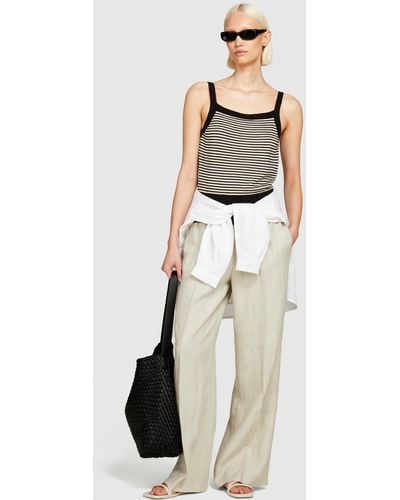 Sisley 100% Linen Flare Fit Trousers - White