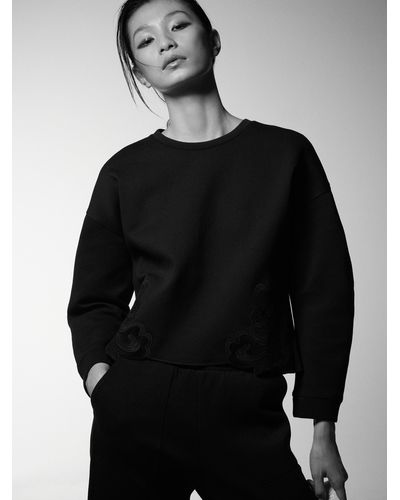 Sisley Sweatshirt With Embroidery - Black