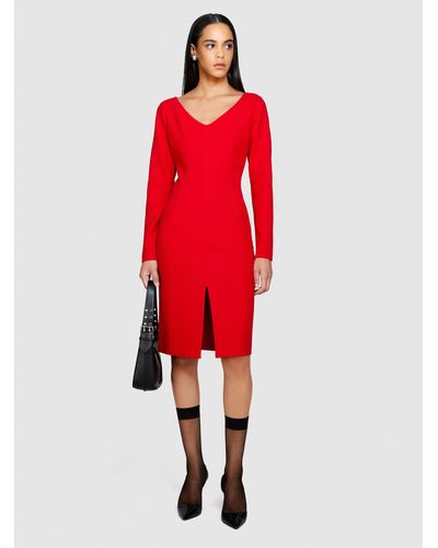 Sisley Slim Fit Dress With Open Back - Red
