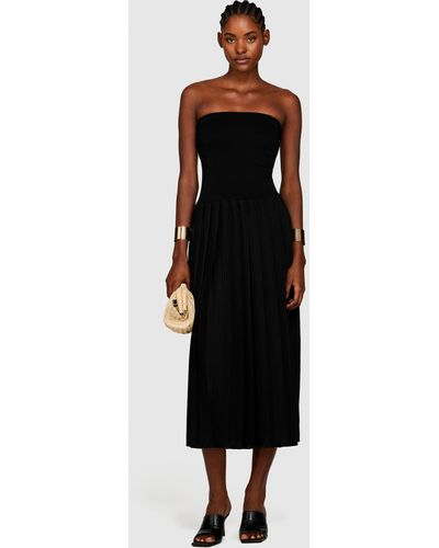 Sisley Long Dress With Pleats - Black