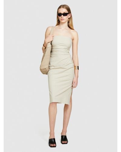 Sisley Slim Fit Dress With Rouching - Natural