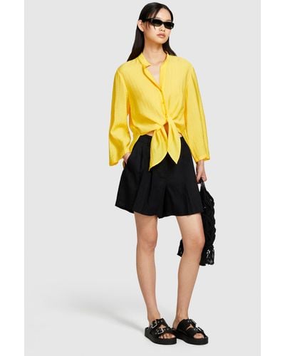 Sisley Uneven Shirt With Bow - Yellow