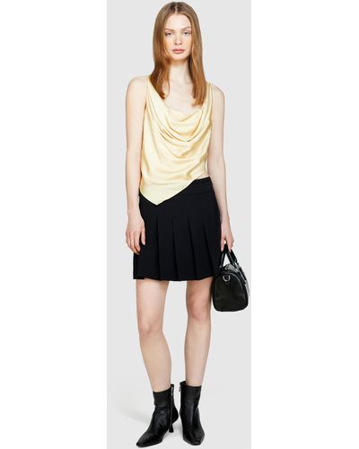Sisley Mini Skirt With Pleats - Natural