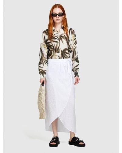 Sisley Pareo Skirt In 100% Linen - White
