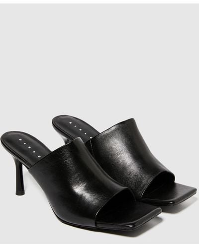 Sisley High 100% Leather Sandals - Black