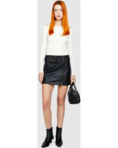 Sisley Mini Skirt With Maxi Belt - White