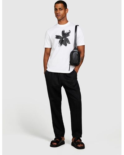 Sisley Relaxed Fit T-shirt With Print - White