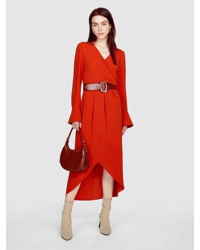 Sisley Crisscross Midi Dress - Red