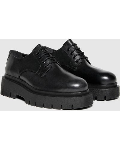 Sisley Leather Derby Shoes With Chunky Soles - Black