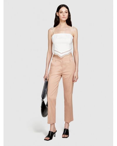 Sisley Cropped Flared Trousers - Natural