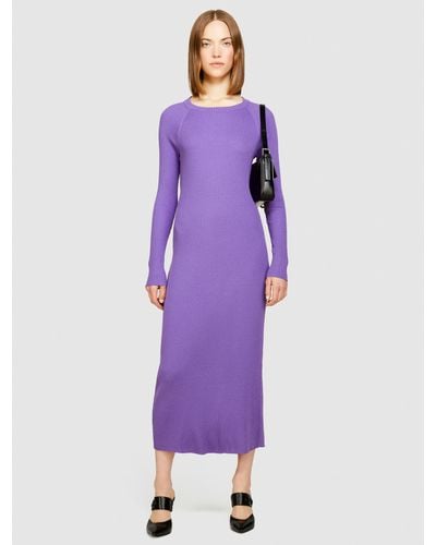 Sisley Knitted Dress With Crossover - Purple