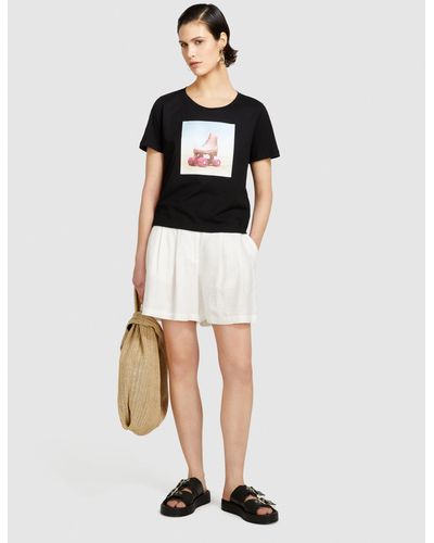 Sisley T-shirt With Photographic Print - Natural