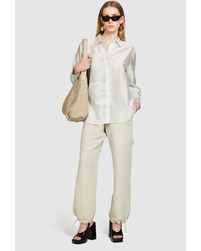 Sisley Linen Blend Cargo Trousers - White