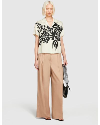 Sisley Low-waisted Flare Trousers - Natural