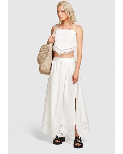 Sisley Midi Skirt With Lace - White