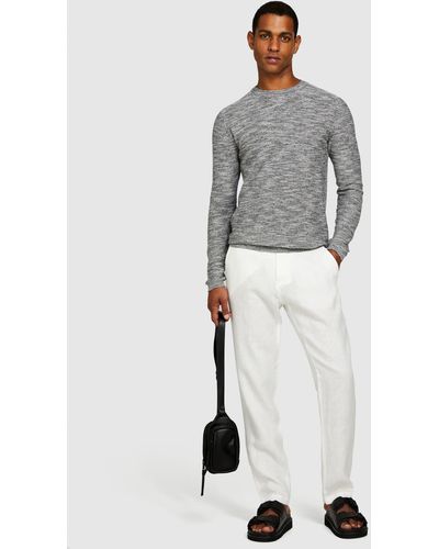 Sisley Slim Comfort Fit Trousers In 100% Linen - Grey