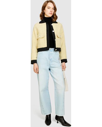 Sisley Barrel Fit Jeans With Embroidery - White
