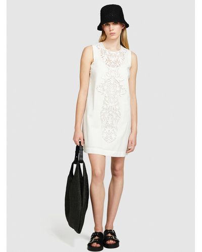 Sisley Sleeveless Dress With Crochet - White