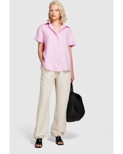 Sisley Short Sleeve 100% Linen Shirt - Pink