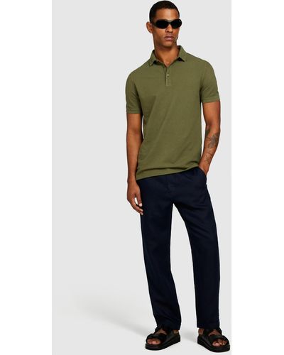 Sisley Regular Fit Trousers In 100% Linen - Green