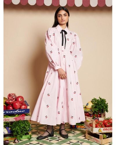 Sister Jane Punnet Embroidered Midi Dress - Pink