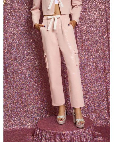 Sister Jane Headline Sequin Cargo Trousers - Pink