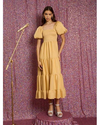 Lucie midi dress in honey sale yellow