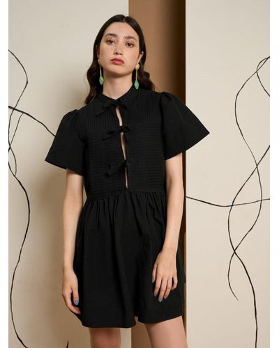 Sister Jane Ghospell Dillon Tie Front Mini Dress - Black