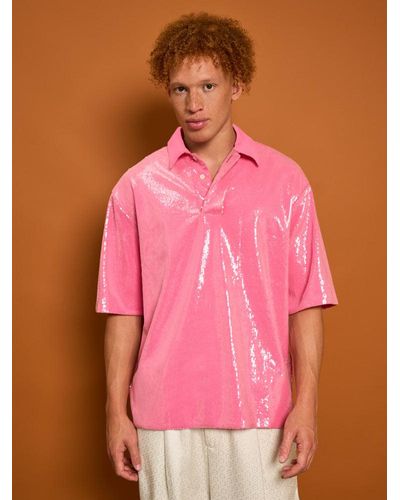 Sister Jane Evelyn Sequin Polo Shirt - Pink