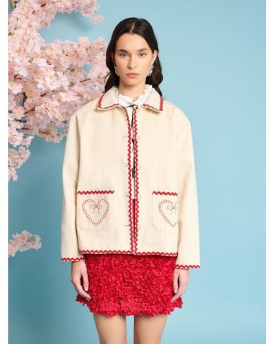 Sister Jane Posy Embroidery Jacket - Red