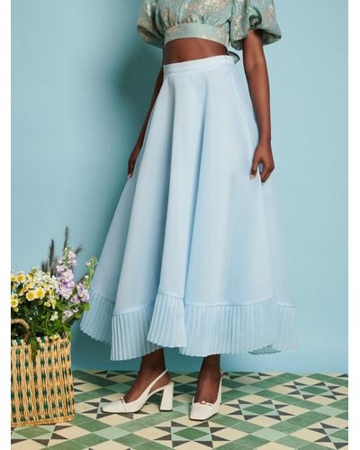 Sister Jane Dream Fig Pleat Midi Skirt - Blue
