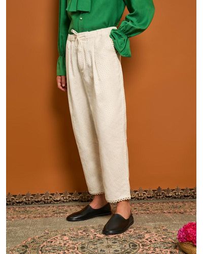 Sister Jane Chai Jacquard Drawstring Trousers - Green