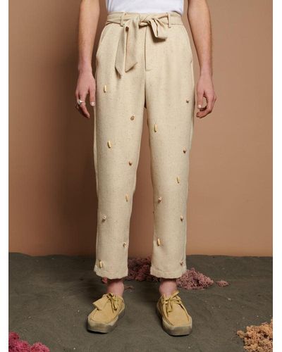 Sister Jane Dylan Bead Belted Trousers - Natural