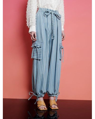 Sister Jane Ghospell Cleo Striped Cargo Pants - Blue